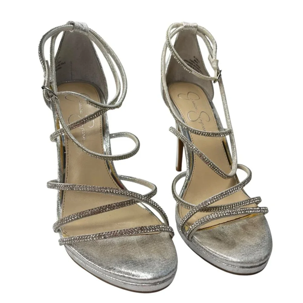 Jessica Simpson Jaeya High Heel Sandals In Platinum Size 9M